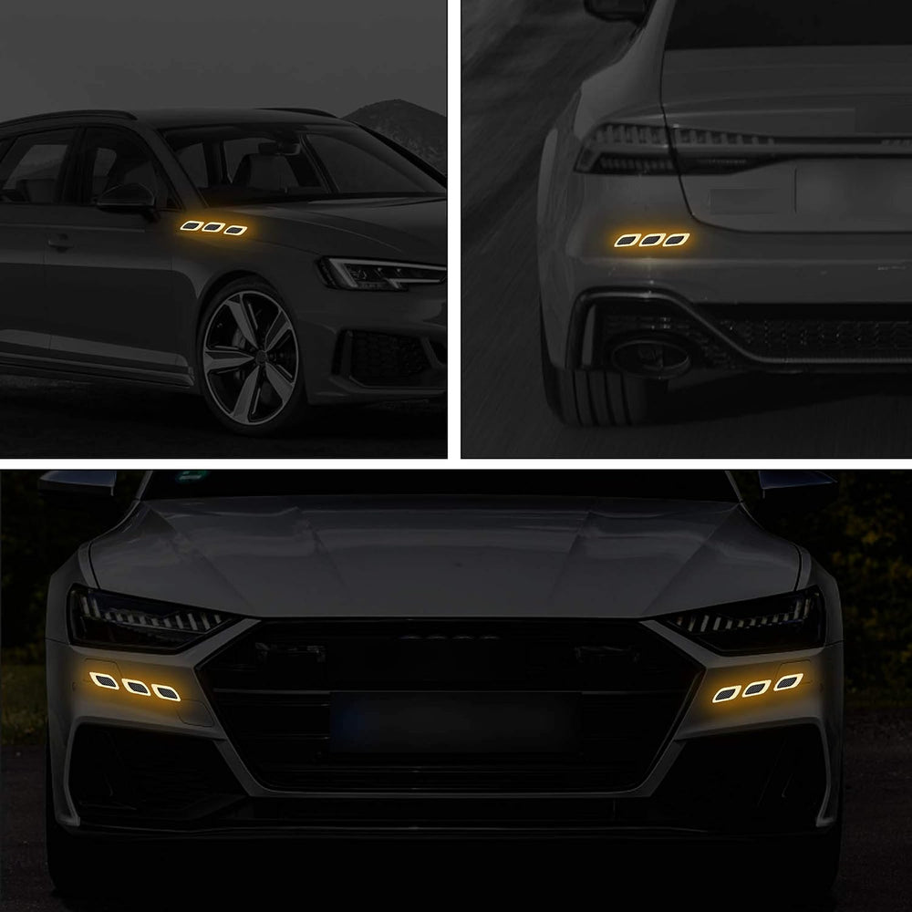 3D Reflective Fender & Bumper Stripe Stickers - 6 Pcs