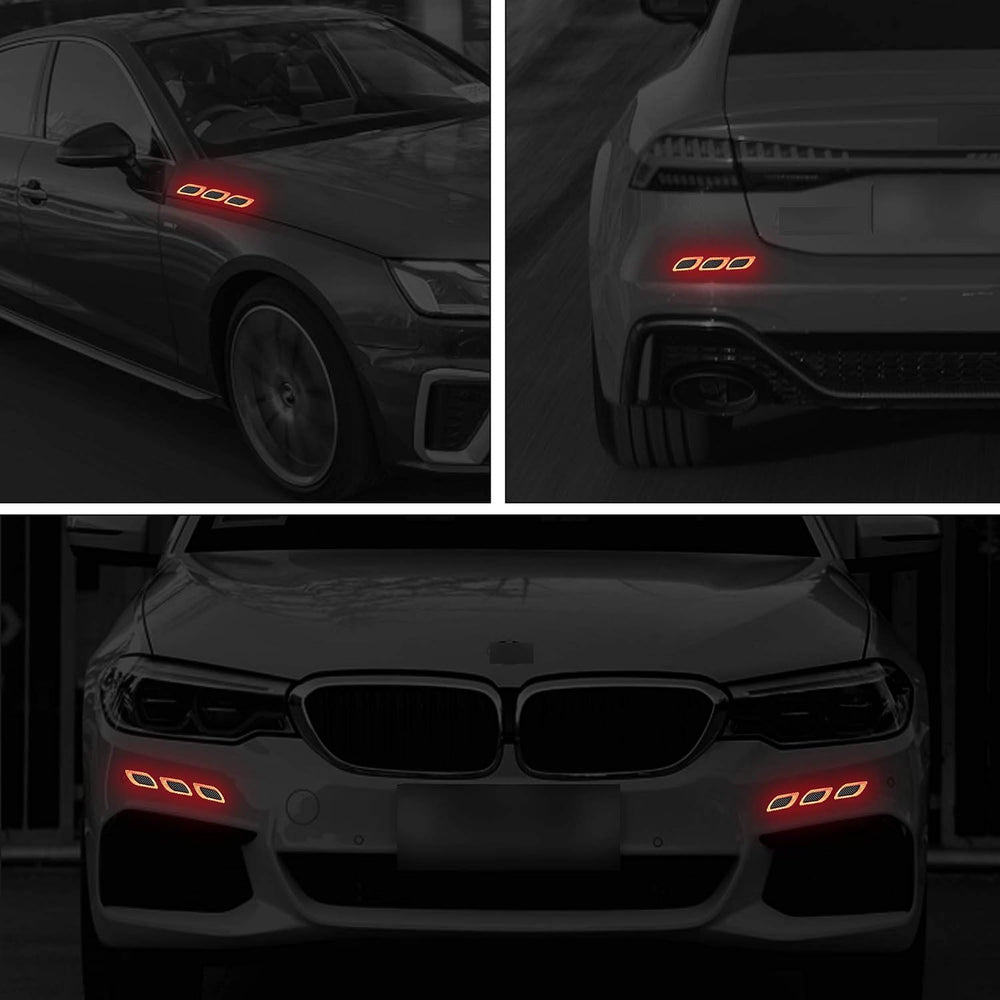 3D Reflective Fender & Bumper Stripe Stickers - 6 Pcs