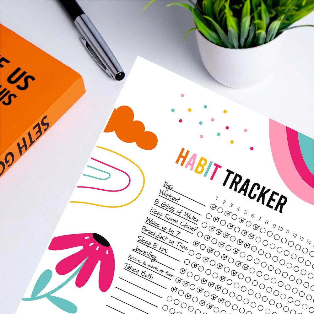 Habit Tracker Calendar - Design 15, 12 Sheets
