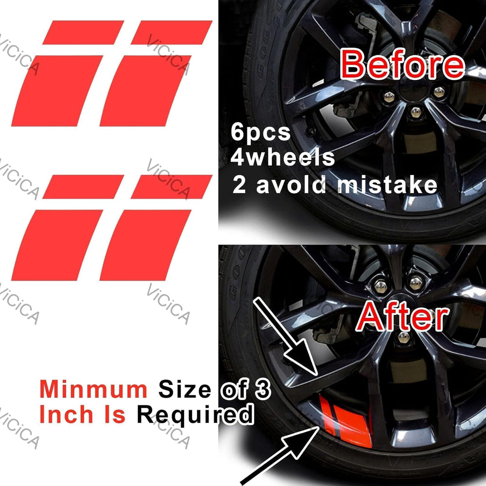 Reflective Wheel Rim Hash Stripe Decals - 6 Pcs, 18-21 in