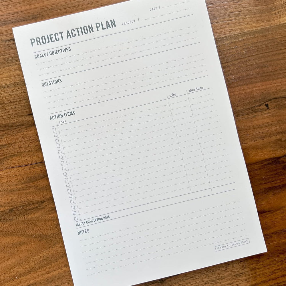 Project Planner Notepad with Checklist & Notes - 5.75 x 9 in