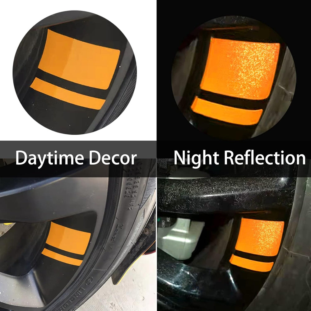 Reflective Wheel Rim Hash Stripe Decals - 6 Pcs, 18-21 in