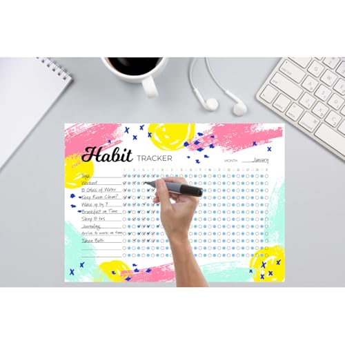 Habit Tracker Calendar - Inspirational Habit Journal - 12 Sheets Daily Habit Tracker Journal and Goal Board - Motivational Goal Journal - Great Tool For Productivity And Workout (Design-11) image 6