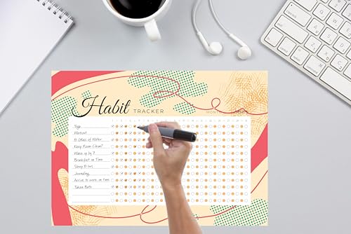 Habit Tracker Calendar - Inspirational Habit Journal - 12 Sheets Daily Habit Tracker Journal and Goal Board - Motivational Goal Journal - Great Tool For Productivity And Workout (Design-25) image 3