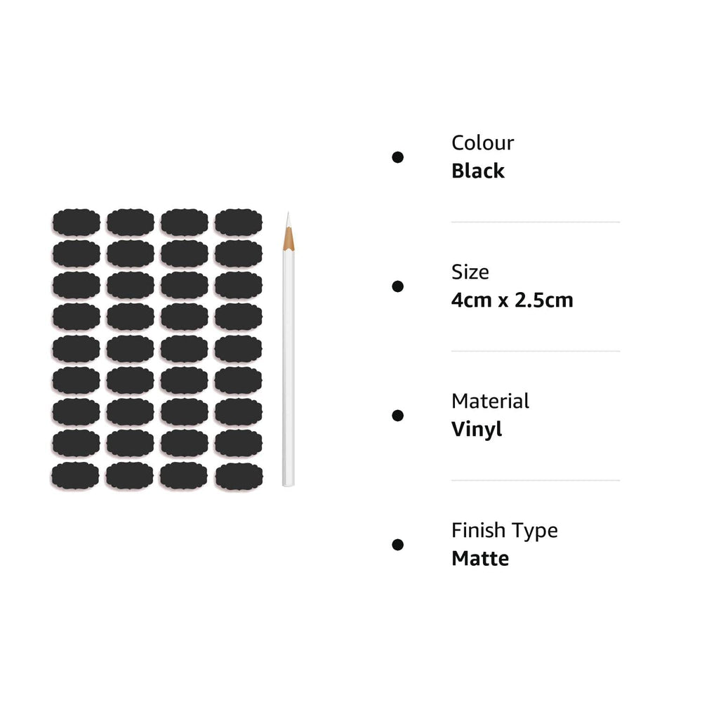 Waterproof Chalkboard Jar Labels - 176 Pcs, Design B