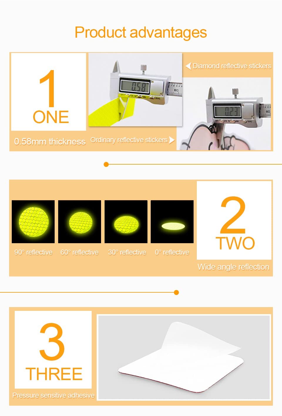 Round Reflective Warning Stickers for Vehicles