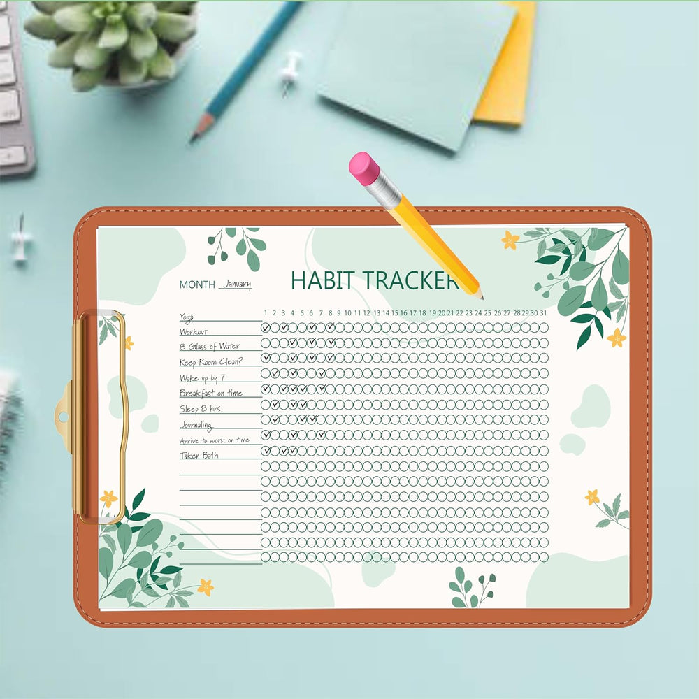 Habit Tracker Calendar - Design 28, 12 Sheets