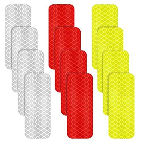 Warning Reflective Stickers Safety Reflective Stickers Night Visibility Adhesive Stickers Waterproof Reflective Tape Stickers for Vehicle Motorcycle Bicycle, 1.18 x 3.25 Inch