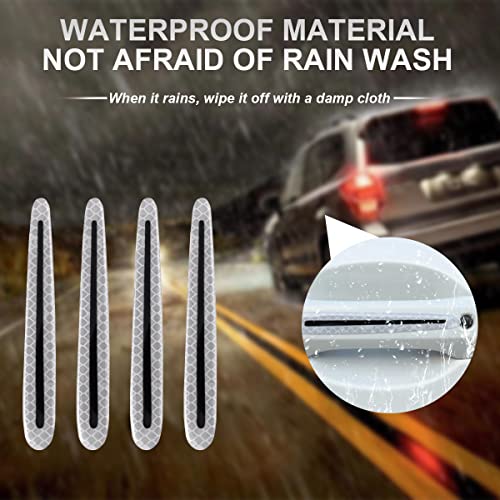 4PCS Car Door Handle Protector Reflective Stickers, 3D Car Door Handle Cup Scratches Protective Films, Night Visibility Safety Warning Decal image 19