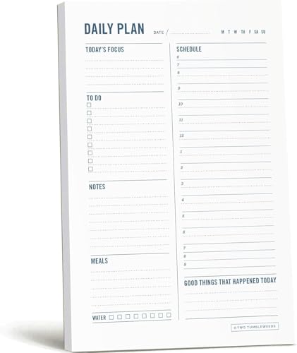 Daily Planner Notepad with Hourly Schedule - ADHD Planner, Time Block Planning Pad, Desktop To Do List, College Supplies, Single Side - 5.75 x 9” - 50 Undated Sheets 50 Tear off Sheets image 1