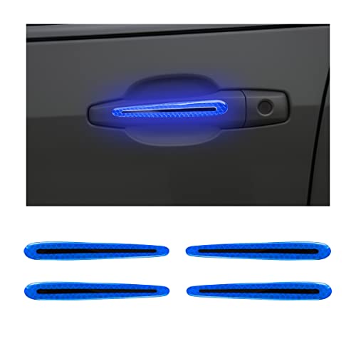 4PCS Car Door Handle Protector Reflective Stickers, 3D Car Door Handle Cup Scratches Protective Films, Night Visibility Safety Warning Decal image 1