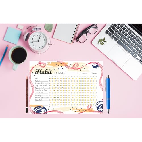Habit Tracker Calendar - Inspirational Habit Journal - 12 Sheets Daily Habit Tracker Journal and Goal Board - Motivational Goal Journal - Great Tool For Productivity And Workout (Design-10) image 6