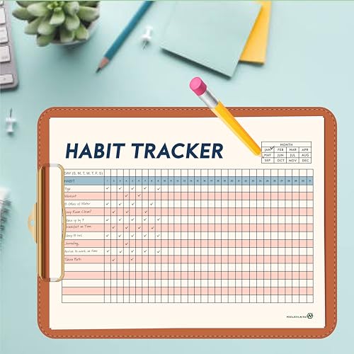 Habit Tracker Calendar - Inspirational Habit Journal - 12 Sheets Daily Habit Tracker Journal and Goal Board - Motivational Goal Journal - Great Tool For Productivity And Workout (Design-20) image 6