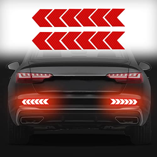 12 pcs Reflective Safety Warning Stripe Stickers Arrow Decals Car Trunk Rear Bumper Guard Body Stickers image 12