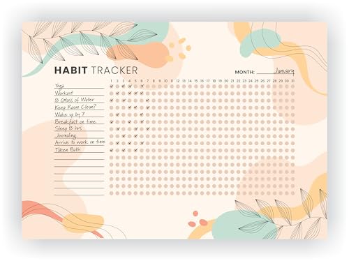 Habit Tracker Calendar - Inspirational Habit Journal - 12 Sheets Daily Habit Tracker Journal and Goal Board - Motivational Goal Journal - Great Tool For Productivity And Workout (Design-26) image 1