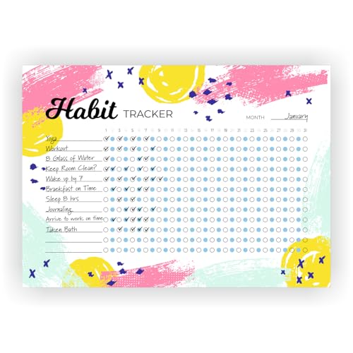 Habit Tracker Calendar - Inspirational Habit Journal - 12 Sheets Daily Habit Tracker Journal and Goal Board - Motivational Goal Journal - Great Tool For Productivity And Workout (Design-11) image 1