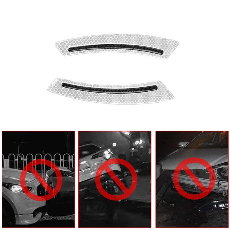 2pc Car Wheel Eyebrow Fender Reflective Stickers Decals Carbon Fiber Strip image 4