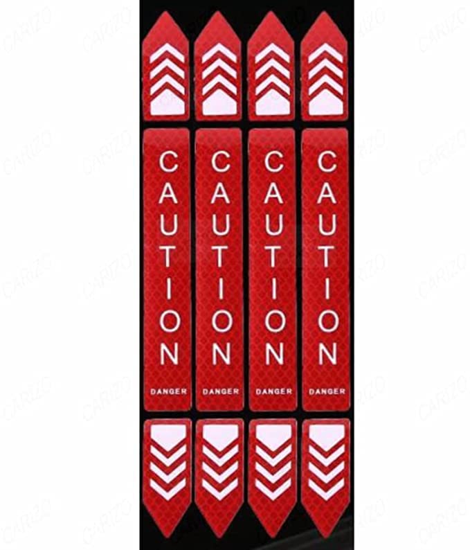 4 Pcs Car-Styling Caution Tap Car Door Stickers Warning Mark Reflective Tape Sign Safety Reflective Strip Light Auto Accessories image 18