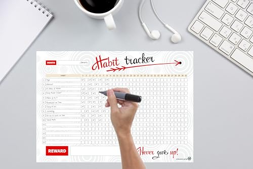 Habit Tracker Calendar - Inspirational Habit Journal - 12 Sheets Daily Habit Tracker Journal and Goal Board - Motivational Goal Journal - Great Tool For Productivity And Workout (Design-19) image 2