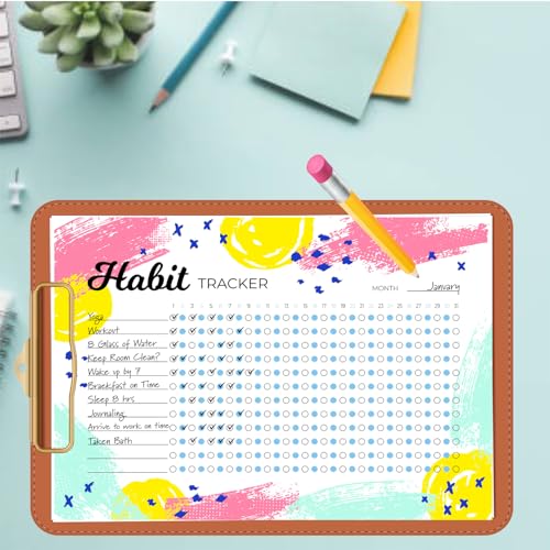 Habit Tracker Calendar - Inspirational Habit Journal - 12 Sheets Daily Habit Tracker Journal and Goal Board - Motivational Goal Journal - Great Tool For Productivity And Workout (Design-11) image 5