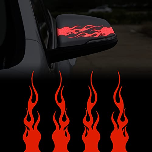 Flame Reflective Sticker for Car Vinyl Racing Sports Flame Stripe Decal for Off-Road Vehicles Motorcycles Bike DIY Decoration 4 Pcs
