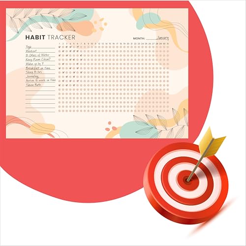 Habit Tracker Calendar - Inspirational Habit Journal - 12 Sheets Daily Habit Tracker Journal and Goal Board - Motivational Goal Journal - Great Tool For Productivity And Workout (Design-26) image 6