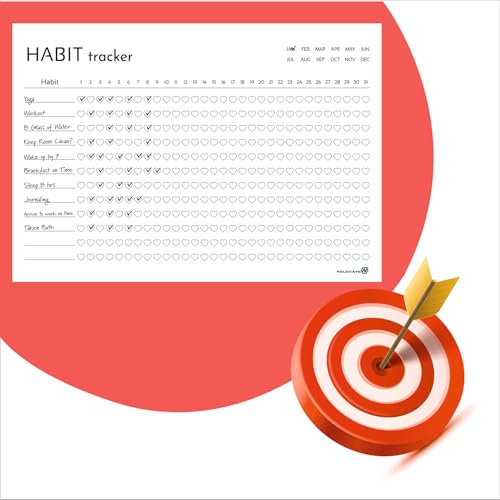 Habit Tracker Calendar - Inspirational Habit Journal - 12 Sheets Daily Habit Tracker Journal and Goal Board - Motivational Goal Journal - Great Tool For Productivity And Workout (Design-14) image 4