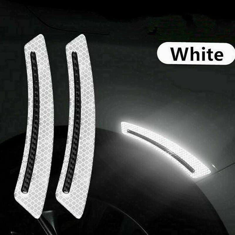 2pc Car Wheel Eyebrow Fender Reflective Stickers Decals Carbon Fiber Strip image 5