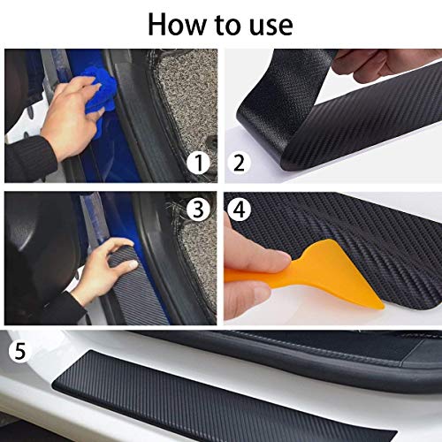 4pcs Carbon Fibre Sticker Car Door Sill Scuff Guard, Welcome Pedal Protect, Anti-Kick Scratch CAR Foot Steps image 6