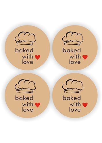 Kraft, 80 Pieces, 2inches, Round, Unique Designs, Self-Adhesive Stickers Labels Roll Decor Tags for Baking Packages, Homemade Gifts, Small Business Supplies