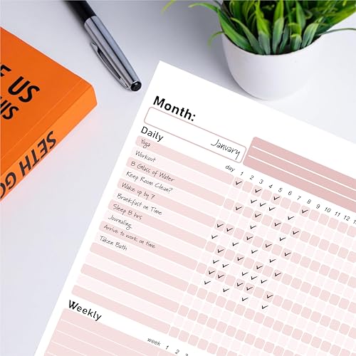 Habit Tracker Calendar - Inspirational Habit Journal - 12 Sheets Daily Habit Tracker Journal and Goal Board - Motivational Goal Journal - Great Tool For Productivity And Workout (Design-23) image 6