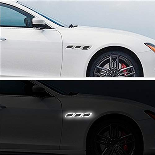 6Pcs 3D Strong Reflective Stripe Sticker for Car Fender Hood Bumper High-Intensity Night Visibility Reflective Decal Safety Warning Diamond Grade Carbon Fiber Universal for Car SUV image 3