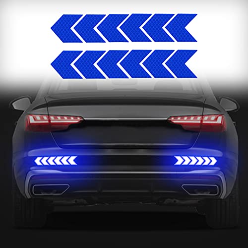 12 pcs Reflective Safety Warning Stripe Stickers Arrow Decals Car Trunk Rear Bumper Guard Body Stickers image 1