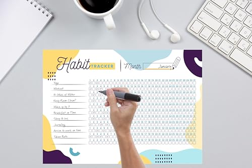 Habit Tracker Calendar - Inspirational Habit Journal - 12 Sheets Daily Habit Tracker Journal and Goal Board - Motivational Goal Journal - Great Tool For Productivity And Workout (Design-24) image 2