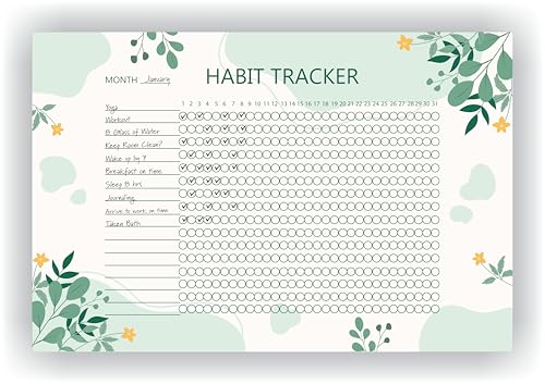 Habit Tracker Calendar - Inspirational Habit Journal - 12 Sheets Daily Habit Tracker Journal and Goal Board - Motivational Goal Journal - Great Tool For Productivity And Workout (Design-28) image 1