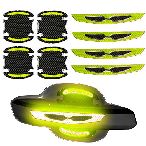 8 Pack Car Door Handle Cup Cover Scratch Protector Stickers,Safety Reflective Strips Stickers Vehicle Accessories Paint Protection Film Pad
