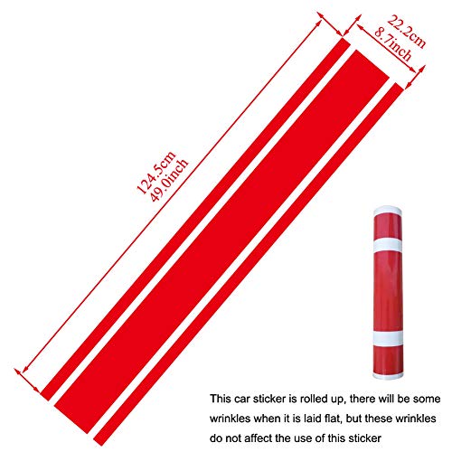 49"x 8.7" Car Hood Stripe Sticker Auto Racing Stripes Body Side Decal Hood Stripe Decal Vinyl Stripe Sticker Decoration image 2