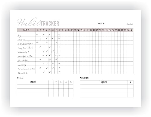 Habit Tracker Calendar - Inspirational Habit Journal - 12 Sheets Daily Habit Tracker Journal and Goal Board - Motivational Goal Journal - Great Tool For Productivity And Workout (Design-22) image 1