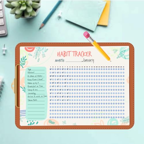 Habit Tracker Calendar - Inspirational Habit Journal - 12 Sheets Daily Habit Tracker Journal and Goal Board - Motivational Goal Journal - Great Tool For Productivity And Workout (Design-13) image 5