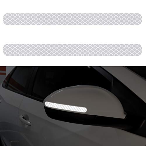 2pcs Rearview Mirror Sticker, Automotive Reflective Stickers Mirror Protection Car Rear View Mirror Stickers Night Light Warning Strip image 4
