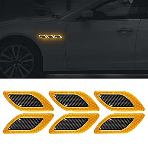 6Pcs 3D Strong Reflective Stripe Sticker for Car Fender Hood Bumper High-Intensity Night Visibility Reflective Decal Safety Warning Diamond Grade Carbon Fiber Universal for Car SUV image 14