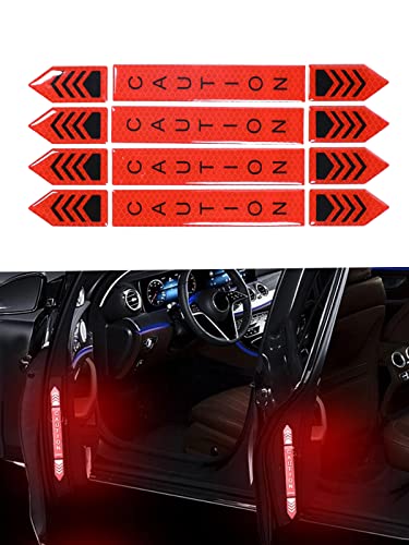 4 Pcs Car-Styling Caution Tap Car Door Stickers Warning Mark Reflective Tape Sign Safety Reflective Strip Light Auto Accessories image 17