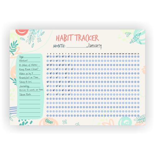 Habit Tracker Calendar - Inspirational Habit Journal - 12 Sheets Daily Habit Tracker Journal and Goal Board - Motivational Goal Journal - Great Tool For Productivity And Workout (Design-13) image 1