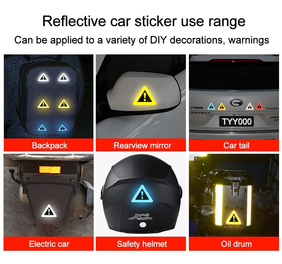 Auto Triangle Warning Sticker Reflective Warning Sticker Anti-Collision Decorative Decal for Car Body Motorcycle Helmet image 5