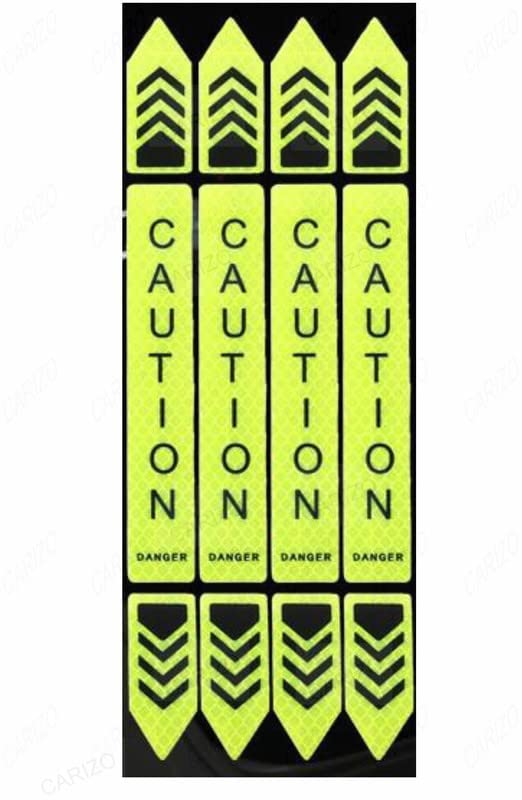 4 Pcs Car-Styling Caution Tap Car Door Stickers Warning Mark Reflective Tape Sign Safety Reflective Strip Light Auto Accessories image 12