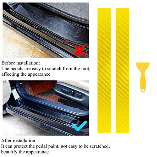 4Pcs 23.6Inch Car Door Sill Protector, Automotive Door Sill Scuff Plate Film Carbon Fiber Vinyl Wrap Stickers, Anti Scratch Entry Guard image 5