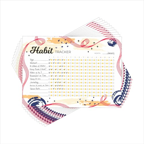 Habit Tracker Calendar - Inspirational Habit Journal - 12 Sheets Daily Habit Tracker Journal and Goal Board - Motivational Goal Journal - Great Tool For Productivity And Workout (Design-10) image 4
