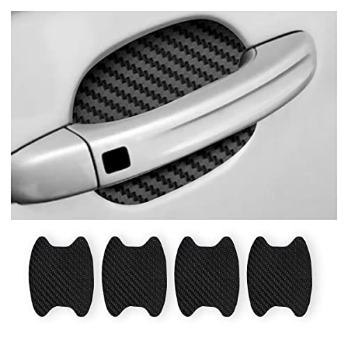 4Pcs Car Door Handle Cup Stickers, Carbon Fiber Scratch Auto Door Protective Film, Non-Marking Car Door Bowl Protector,Handle Paint Cover Guard - Carbon Fibre image 1