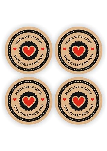Kraft, 80 Pieces, 2inches, Round, Unique Designs, Self-Adhesive Stickers Labels Roll Decor Tags for Baking Packages, Homemade Gifts, Small Business Supplies