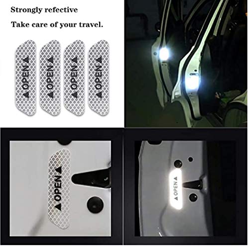 4 pcs Car Reflective Stickers Decal Night Visibility Warning Reflective Door Open Sign Tape Universal Adhesive for Auto 9.5 x 2.5cm image 2